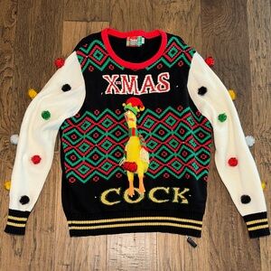 Spencer's Festive Black, White, and Green Crewneck Sweater